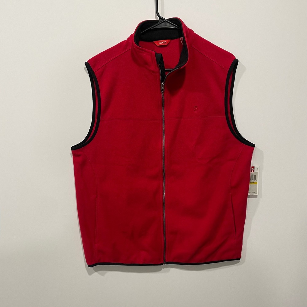 IZOD Mens Red Fleece Vest Performance Thermal Lightweight Size Medium